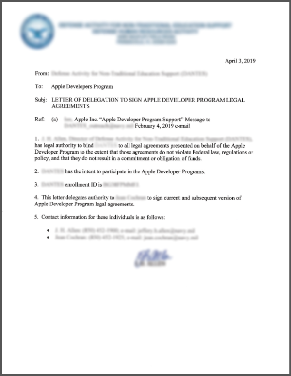 Apple Developer Program Letter Request – QuickResource